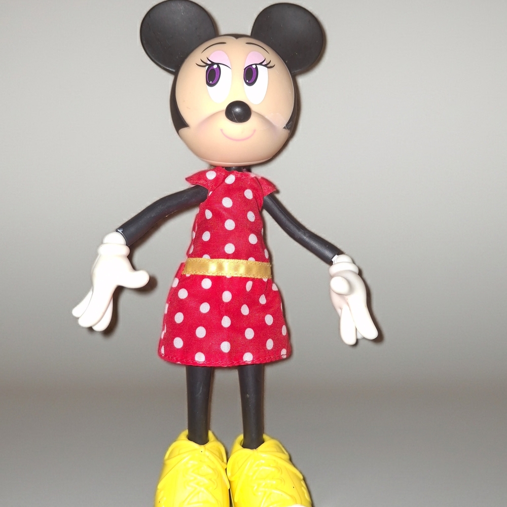 A poseable Minnie Mouse doll
